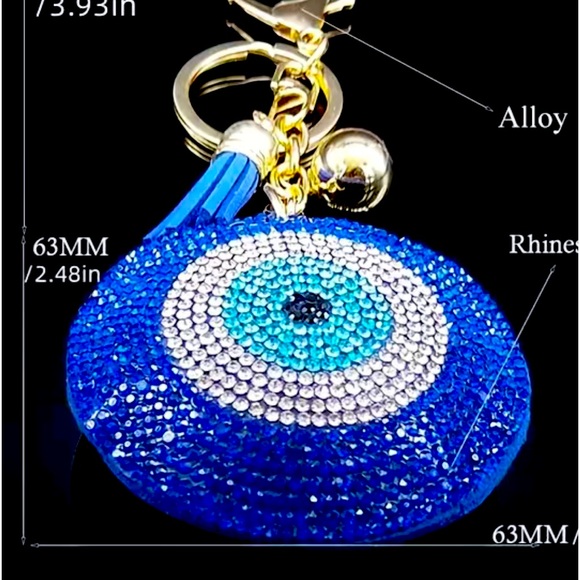 NEW TURKEY EYES CRYSTAL KEYCHAIN FASHION CUTE COLORFUL BAG KEY CHAIN - Picture 6 of 7